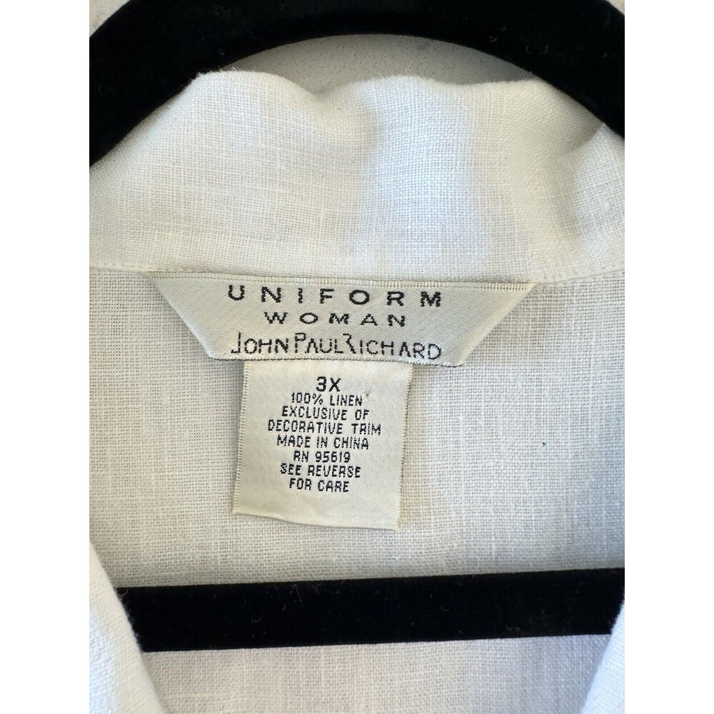 Vtg John Paul Richard Linen Shirt 3X Embroidered Short Sleeve Button Boxy Top - Picture 8 of 12